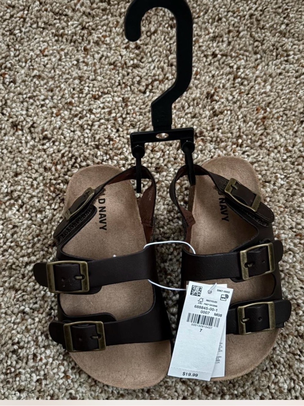 Old Navy Dark Brown Double-Buckle Leather-Look Sandals